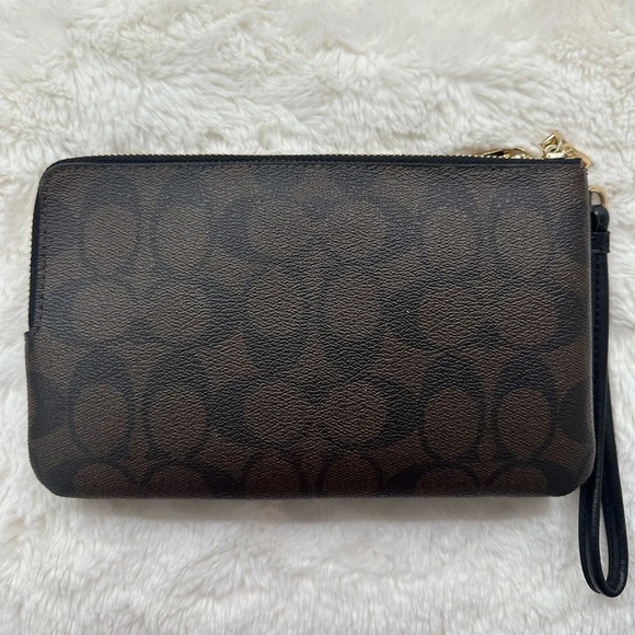 COACH SIGNATURE DOUBLE ZIPPER WRISTLET/ WALLET - Picture 2 of 7